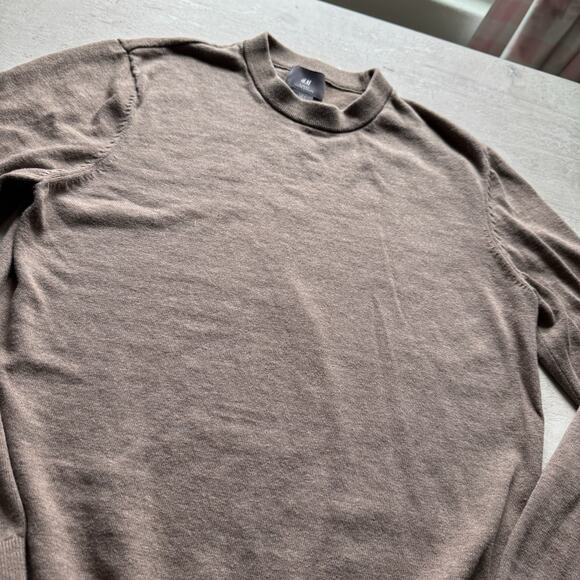 H&M Pullover Lightweight Classic Sweater Men's Size Small Brown 100% Cotton - Picture 5 of 7